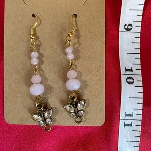 Pink and lavender butterfly charm earrings